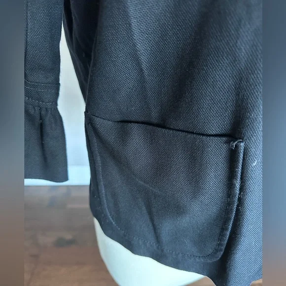 J. Crew Coat Blazer Ruffle Feminine 100% Cotton Canvas Y2K 60s Black Size 12 - Picture 4 of 13